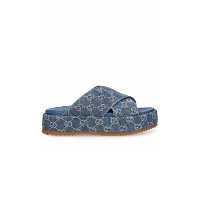 GUCCI WOMEN'S GG DENIM PLATFORM SANDALS 816798
